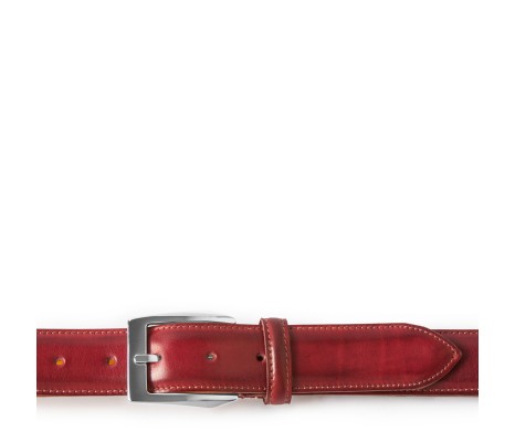 CINTURA CALCI IN PELLE ROSSO BORDEAUX