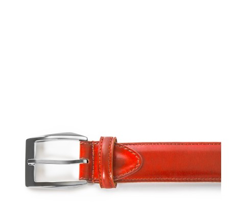 CALCI BUCKLE BELT IN RED LEATHER